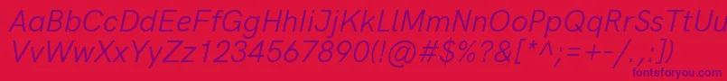 HkgroteskLegacyitalic Font – Purple Fonts on Red Background