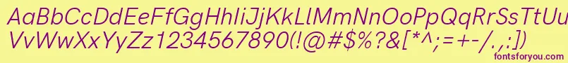 HkgroteskLegacyitalic Font – Purple Fonts on Yellow Background