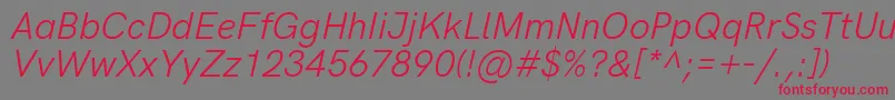 HkgroteskLegacyitalic-Schriftart – Rote Schriften auf grauem Hintergrund