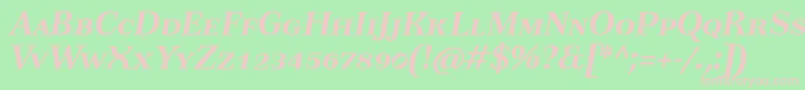 フォントTusartextscBolditalic – 緑の背景にピンクのフォント
