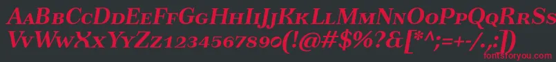 フォントTusartextscBolditalic – 黒い背景に赤い文字