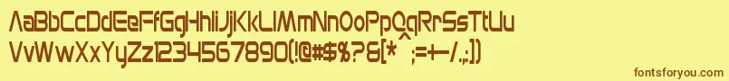 フォントMonsOlympiaCondensed – 茶色の文字が黄色の背景にあります。