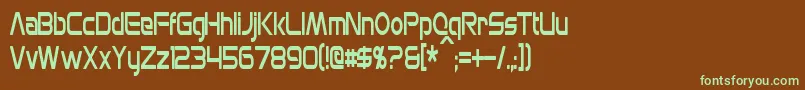 フォントMonsOlympiaCondensed – 緑色の文字が茶色の背景にあります。