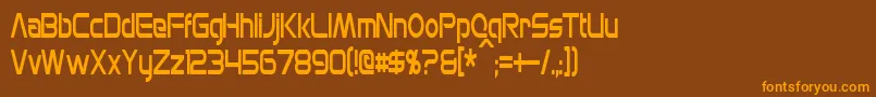 フォントMonsOlympiaCondensed – オレンジ色の文字が茶色の背景にあります。