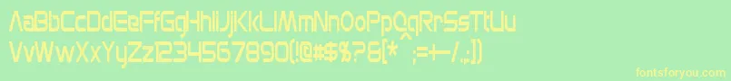 フォントMonsOlympiaCondensed – 黄色の文字が緑の背景にあります