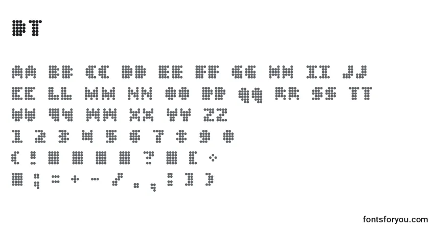 Czcionka Dt – alfabet, cyfry, specjalne znaki