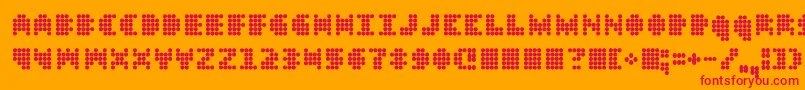 Dt-Schriftart – Rote Schriften auf orangefarbenem Hintergrund