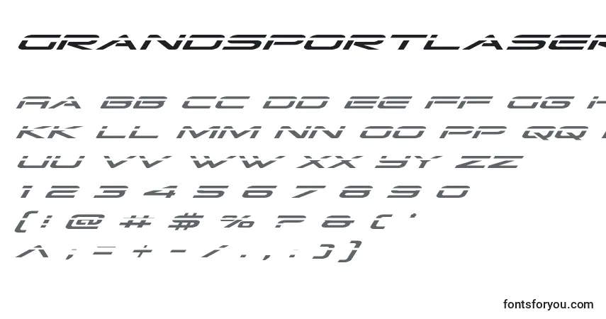 A fonte Grandsportlaserital – alfabeto, números, caracteres especiais