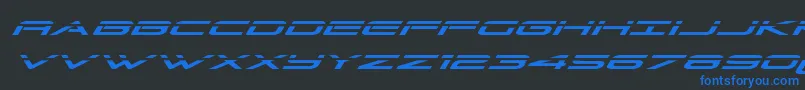 Grandsportlaserital-Schriftart – Blaue Schriften auf schwarzem Hintergrund
