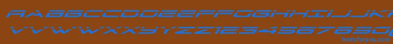 Czcionka Grandsportlaserital – niebieskie czcionki na brązowym tle