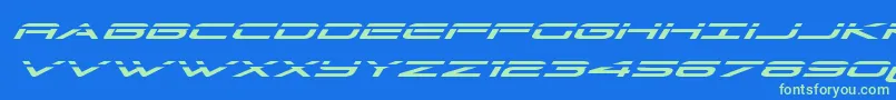Grandsportlaserital Font – Green Fonts on Blue Background