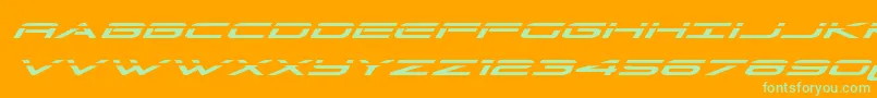 Fonte Grandsportlaserital – fontes verdes em um fundo laranja