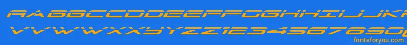 Grandsportlaserital-fontti – oranssit fontit sinisellä taustalla