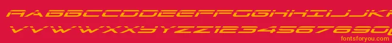 Grandsportlaserital-Schriftart – Orangefarbene Schriften auf rotem Hintergrund