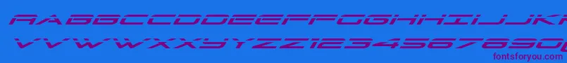 Grandsportlaserital Font – Purple Fonts on Blue Background