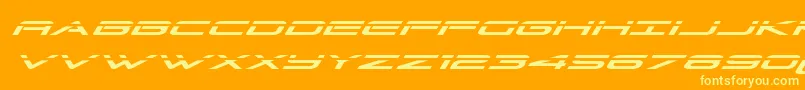 フォントGrandsportlaserital – オレンジの背景に黄色の文字