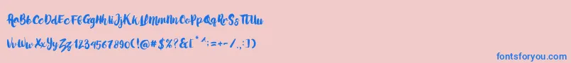 LoveMoment Font – Blue Fonts on Pink Background