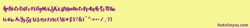 LoveMoment Font – Purple Fonts on Yellow Background