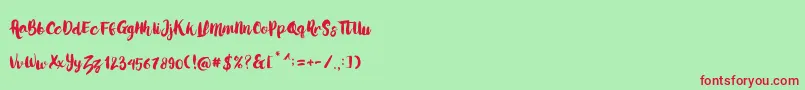 LoveMoment Font – Red Fonts on Green Background