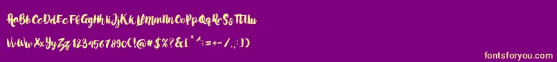 LoveMoment Font – Yellow Fonts on Purple Background