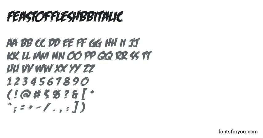 Czcionka FeastOfFleshBbItalic – alfabet, cyfry, specjalne znaki