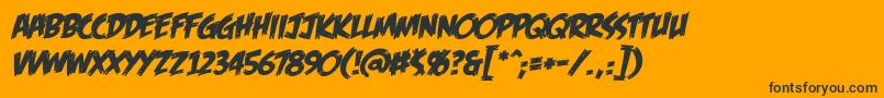 FeastOfFleshBbItalic-fontti – mustat fontit oranssilla taustalla