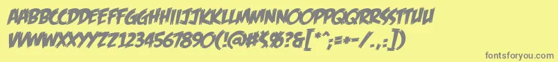 FeastOfFleshBbItalic-fontti – harmaat kirjasimet keltaisella taustalla