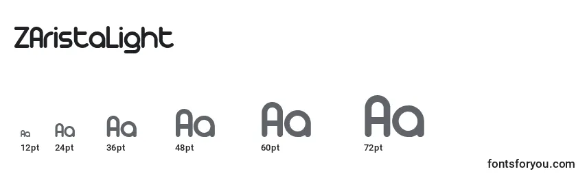 ZAristaLight Font Sizes
