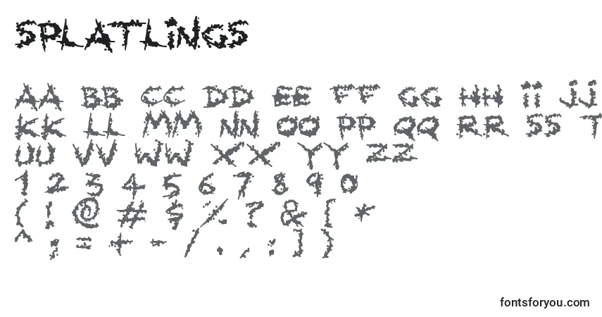 A fonte Splatlings – alfabeto, números, caracteres especiais