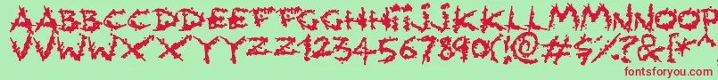 Splatlings Font – Red Fonts on Green Background