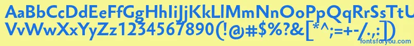 フォントSebastianTextProBold – 青い文字が黄色の背景にあります。