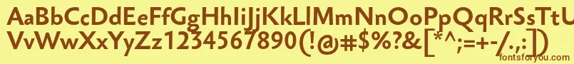 フォントSebastianTextProBold – 茶色の文字が黄色の背景にあります。