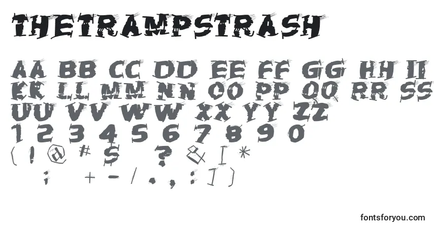 Schriftart Thetrampstrash – Alphabet, Zahlen, spezielle Symbole