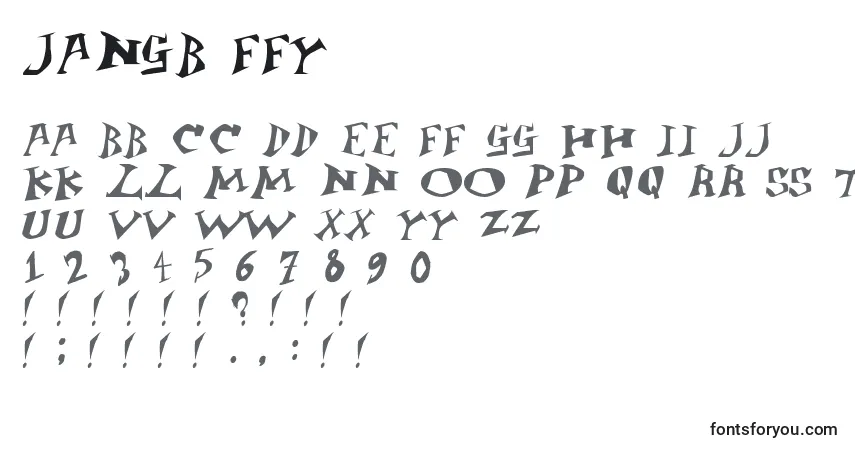 Schriftart Jangb ffy – Alphabet, Zahlen, spezielle Symbole