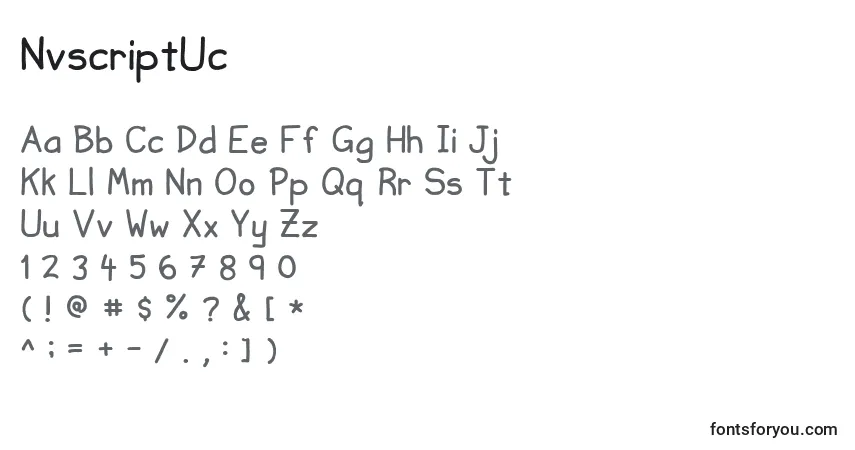 A fonte NvscriptUc – alfabeto, números, caracteres especiais