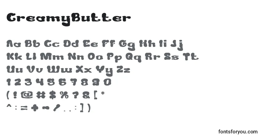 Schriftart CreamyButter – Alphabet, Zahlen, spezielle Symbole
