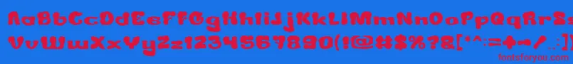 CreamyButter-Schriftart – Rote Schriften auf blauem Hintergrund