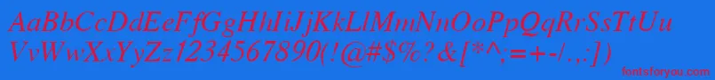 Czcionka A431Italic – czerwone czcionki na niebieskim tle