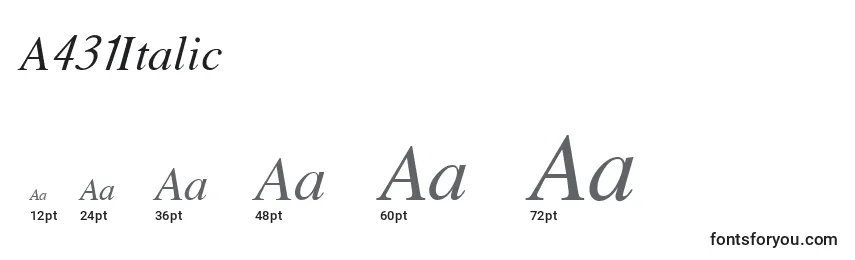 Размеры шрифта A431Italic