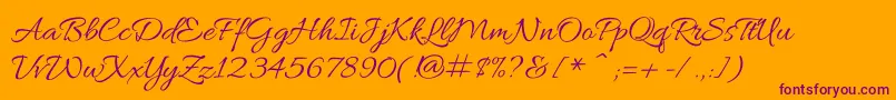 AlluraRegular-Schriftart – Violette Schriften auf orangefarbenem Hintergrund