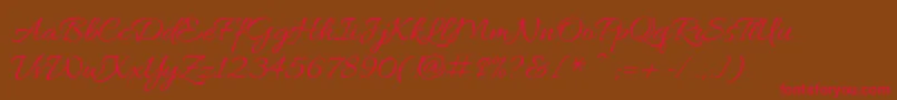 AlluraRegular-Schriftart – Rote Schriften auf braunem Hintergrund