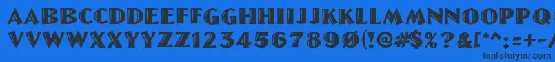 Linolettercut Font – Black Fonts on Blue Background
