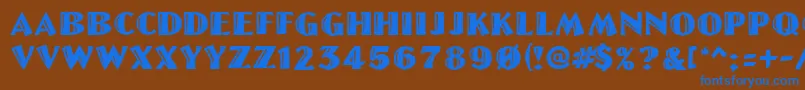 Linolettercut Font – Blue Fonts on Brown Background