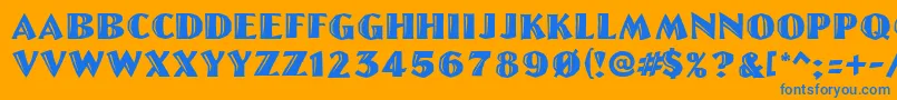 Linolettercut Font – Blue Fonts on Orange Background