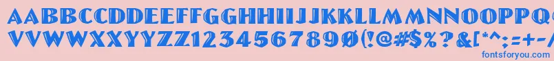Linolettercut Font – Blue Fonts on Pink Background