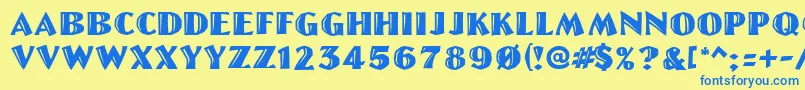 Linolettercut Font – Blue Fonts on Yellow Background