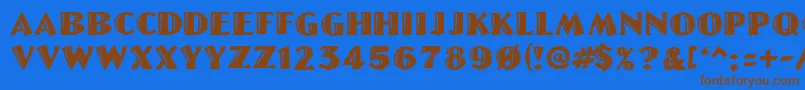 Czcionka Linolettercut – brązowe czcionki na niebieskim tle