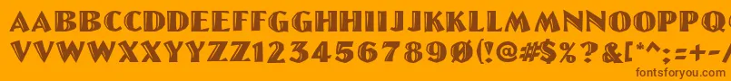 Linolettercut Font – Brown Fonts on Orange Background