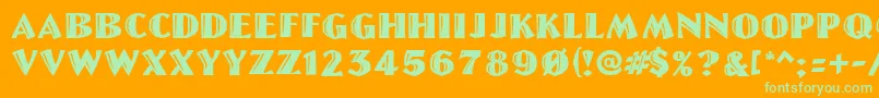 Linolettercut Font – Green Fonts on Orange Background