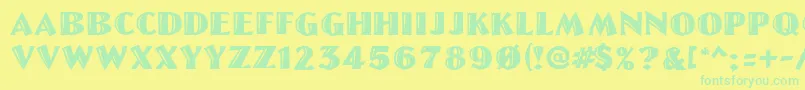 Linolettercut Font – Green Fonts on Yellow Background